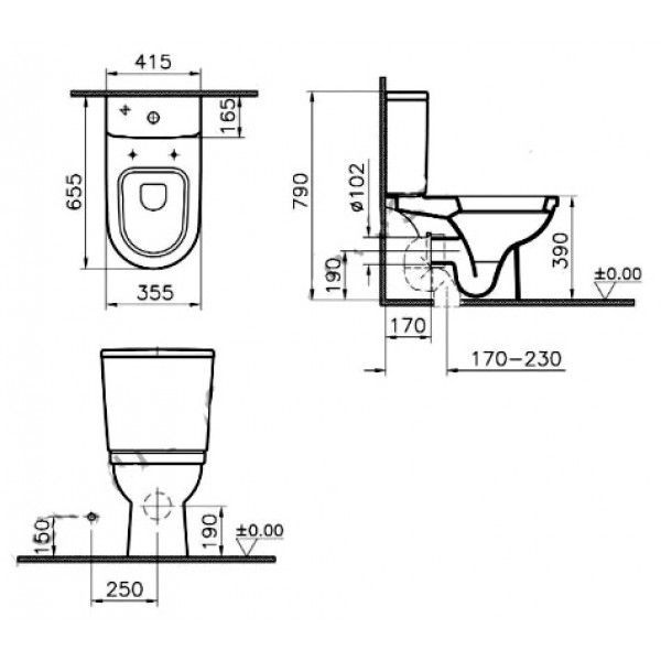 Унитаз-компакт Vitra FORM 300, с крышкой микролифт, 9729B003-7200