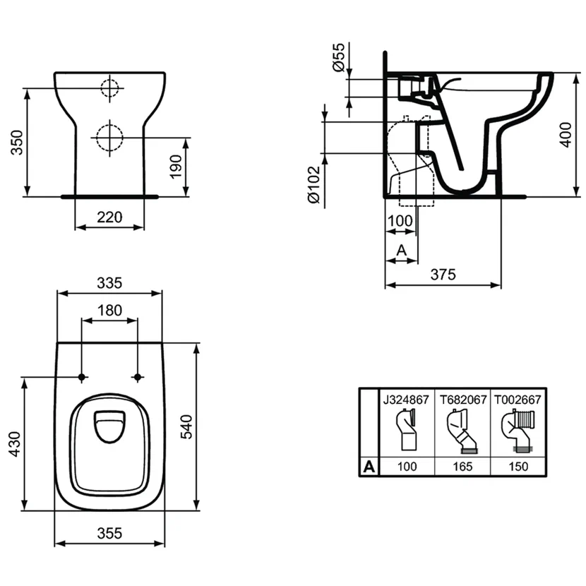Унитаз-соло пристенный Ideal Standard i.life A, T471901
