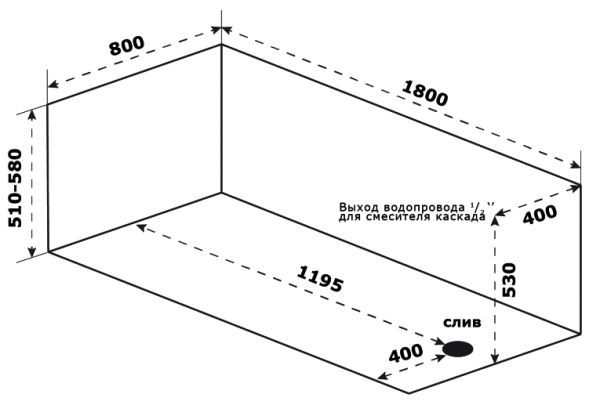 Ванна акриловая Bas 'Кварта' 1800х800 без г/м
