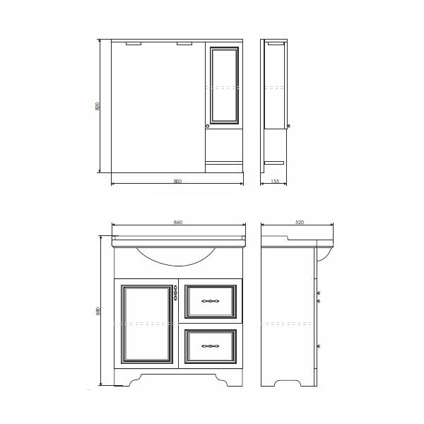 Зеркало-шкаф Comforty "Севилья-85" слоновая кость