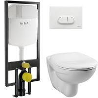 Комплект унитаза с инсталляцией Vitra Normus с крышкой дюропласт и клавишей слива белой, 9773B003-72