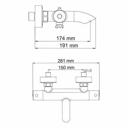 Смеситель для ванны WasserKRAFT Berkel 4800, 4811 Thermo