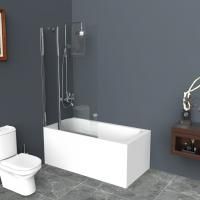 Шторка для ванны BelBagno 1000x1500, прозрачное стекло, хромированный профиль, UNO-V-11-100/150-C-Cr
