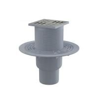Сливной трап Alcadrain, 105 × 105/50/75, подводка – прямая, решетка – нержавеющая сталь, гидрозатвор