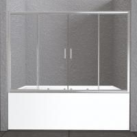 Шторка для ванны BelBagno (1500-1800)x1400, прозрачное стекло, хромированный профиль, UNIQUE-VF-2-15
