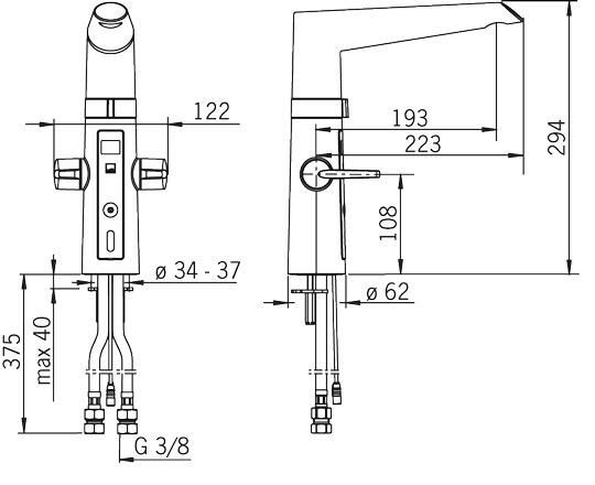 2722F Optima Смеситель для кухни, 230/5 V с бесконтактной функцией 2722F