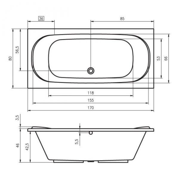 Ванна акриловая Riho TAURUS 170х80, BC0700500000000