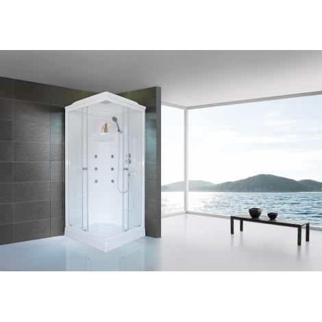 Гидромассажный бокс Royal Bath 80х80х217, матовое стекло, белый профиль, RB 80HP2-М