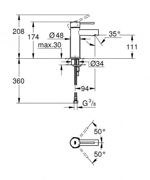 Смеситель для раковины Grohe Essence+, хром, 34294001