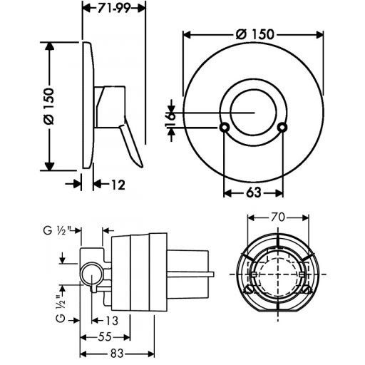 Focus S Смеситель для душа/ванны скрытого монтажа, однорычажный (со скрытой частью) 31764000