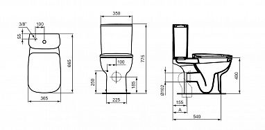 T282001 ESEDRA Напольный пристенный унитаз для монтажа с бачком, короткая проекция, глубокий смыв, с