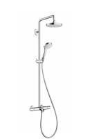 Душевая система Hansgrohe Croma Select S 180 2jet Showerpipe с термостатом для ванны, хром/белый, 27