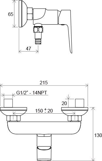 Смеситель для душа Ravak CL 032.00/150 150 мм X070084
