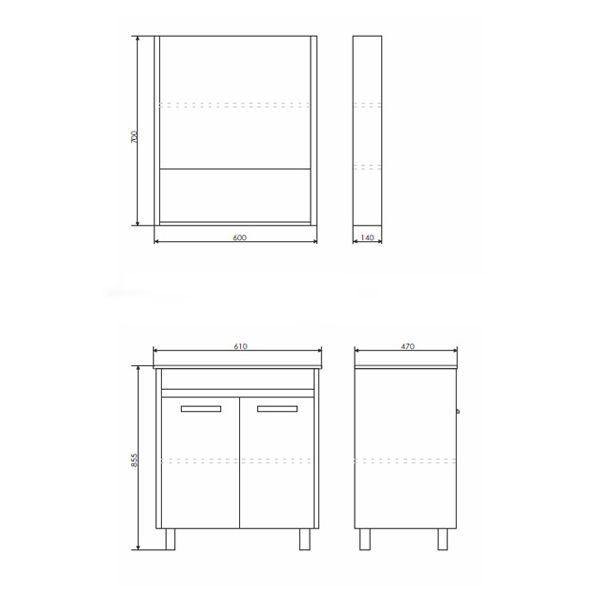 Тумба-умывальник Comforty "Марио-60" сосна лоредо с раковиной "Quadro 60"