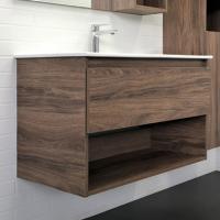 Тумба-умывальник Comforty "Бордо-90" дуб темно-коричневый с раковиной "Quadro 90"