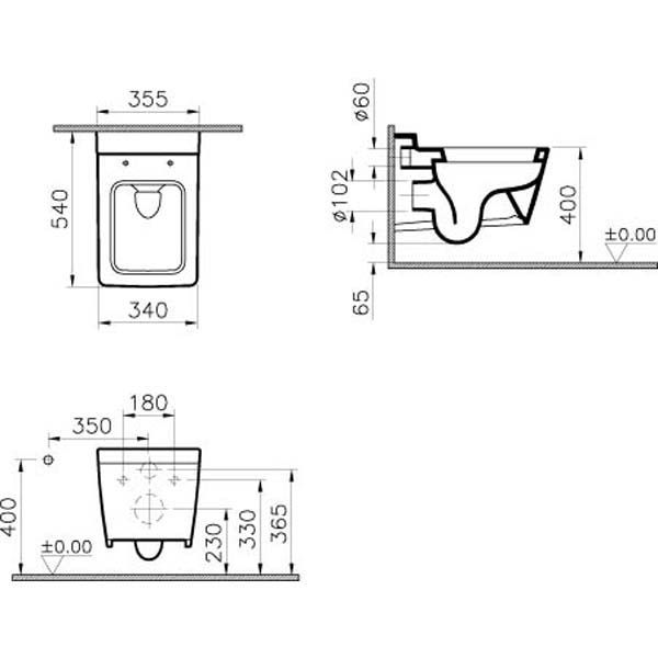 Унитаз подвесной Vitra  T4 , с крышкой микролифт,  4464B003-0075