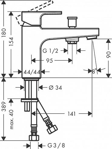Смеситель на борт ванны Hansgrohe Vernis Shape Monotrou, хром, 71463000
