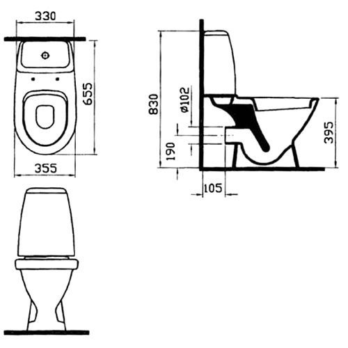 Унитаз-компакт Vitra GRAND-1 с крышкой дюропласт,  9763B003-0567