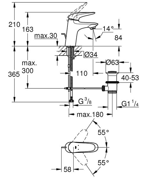 Смеситель для раковины Grohe Eurostyle, хром, 23707003