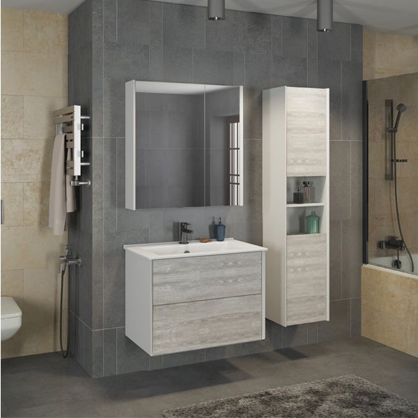 Зеркало-шкаф Comforty "Женева-75" дуб белый