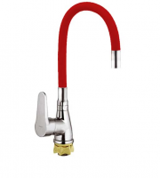 Смеситель для кухни Zerix SOP7 REFLECTOR RED, с гибким изливом, хром/красный, ZX0620