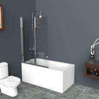 Шторка для ванны BelBagno 1200x1500, прозрачное стекло, хромированный профиль, UNO-V-2-120/150-C-Cr