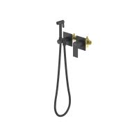 Смеситель с гигиеническим душем Aquatek ЛИРА встроенный, матовый черный, AQ1420MB