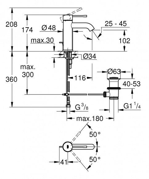 Смеситель для раковины Grohe Essence+, хром, 23589001