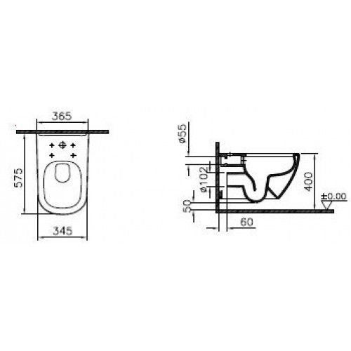 Унитаз подвесной Vitra D-Light с крышкой микролифт, 5910B003-6098
