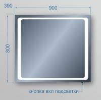 Зеркало Avanti UNO с LED подсветкой 80 х 90 см с кнопочным UNO0809