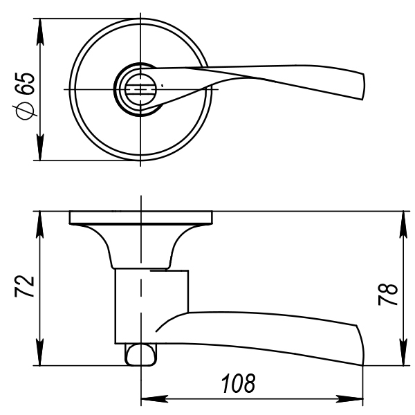 Ручка защелка Ajax DK610 CP-BK (6010 CP-B) (фик.) хром