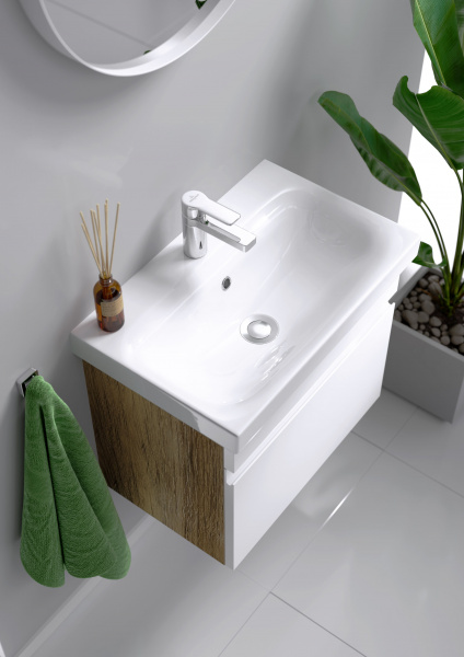 Тумба Aqwella "Smart" 50 подвесная, цвет дуб балтийский с раковиной MODUO 50 SLIM SRT0105DB