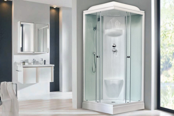 Гидромассажный бокс Royal Bath 90х90х217, белое/прозрачное стекло, белый профиль, RB 90HP6-WT