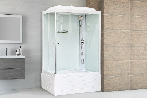 Гидромассажный бокс Royal Bath 120х80х217, белое/прозрачное стекло, белый профиль, правая, RB 8120BP