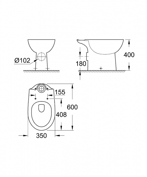 Чаша для унитаза-компакт Grohe Bau Ceramic, альпин/белый, 39428000