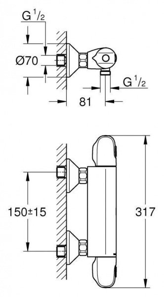 Термостат для душа Grohe Grohtherm 1000 New 34143003