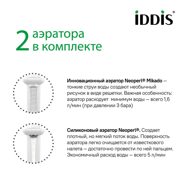 Смеситель для раковины  IDDIS Slide с управлением Push Control, белый, SLIWTBTi01