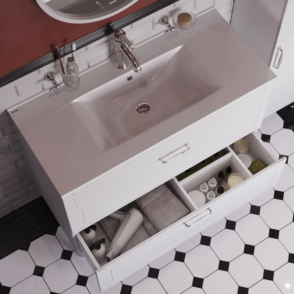 Тумба с раковиной IDDIS Oxford, напольная, 100 см, белая, OXF10W1i95K