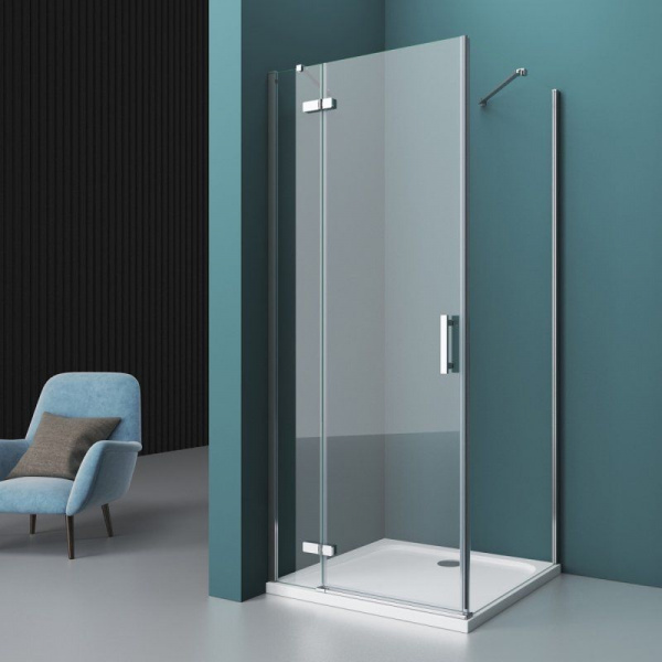 Душевая кабина BelBagno Kraft 900x900x1950, прозрачное стекло, хромированный профиль, левый, KRAFT-A