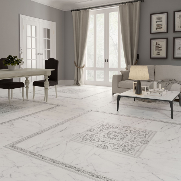 КАРРАРСКИЙ МРАМОР бордюр цветы  7,5х45 1504-0145