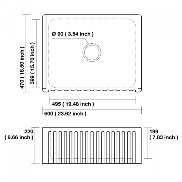Кухонная мойка Kerasan Hanna Glasse HAMPSHIRE 600*470*220 мм, белый, 546001