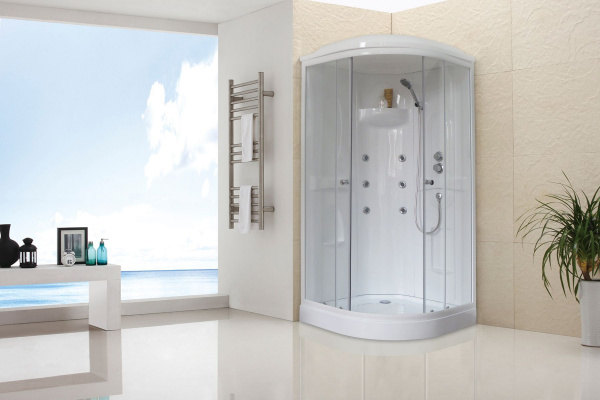 Гидромассажный бокс Royal Bath 90х90х217, прозрачное  стекло, белый профиль, RB 90HK2-Т