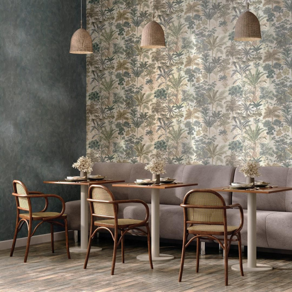Обои виниловые Kerama Marazzi Оазис мотив, бежевый, зелёный, KM6203