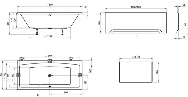 Ванна акриловая Ravak FORMY 02 180x80 белая, C891000000