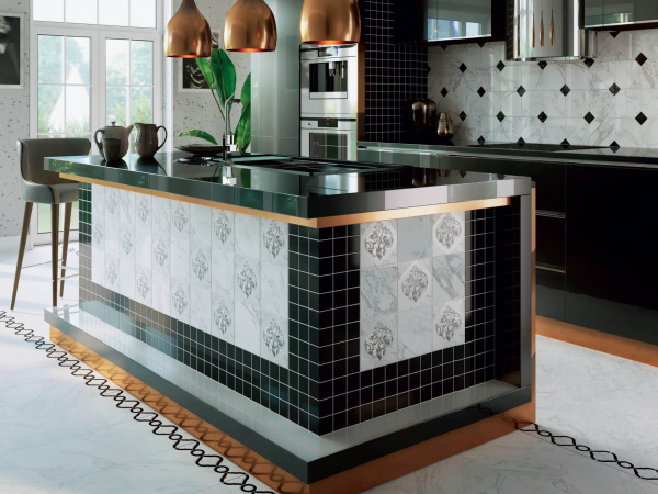 Плитка настенная Kerama Marazzi Фрагонар 7,4х15 чёрный грань 16074