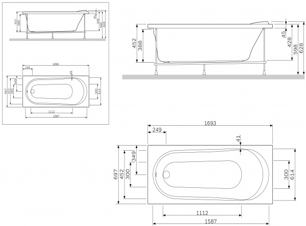 Панель фронтальная AM.PM Spirit 170 для ванн AM.PM Joy/Spirit, W85A-170-070W-P