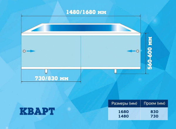 Экран для ванны Метакам "Кварт" 1,68 белый, CS00024696