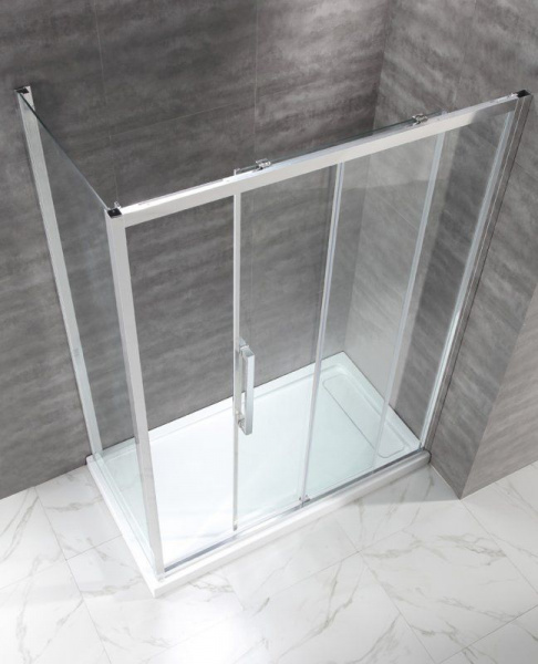 Душевая кабина Cezares Lux Soft 130*90*200 см, прозрачное стекло, хромированный профиль, LUX-SOFT-W-