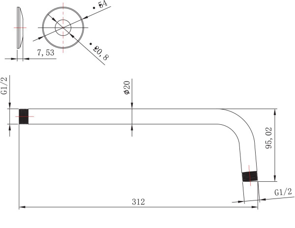 Держатель для верхнего душа Lemark, LM8029C