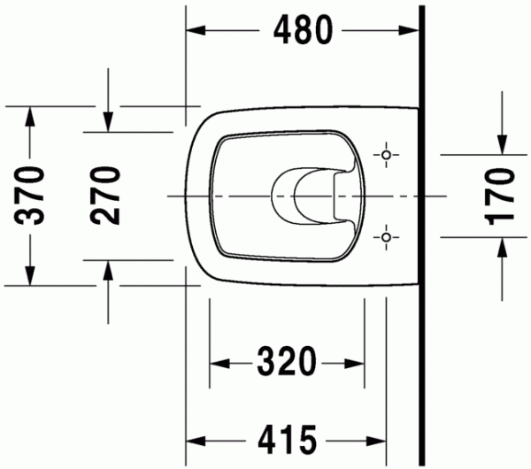 Унитаз подвесной компакт Duravit Durastyle 370 х 480 мм с вертикальным смывом, 2539090000